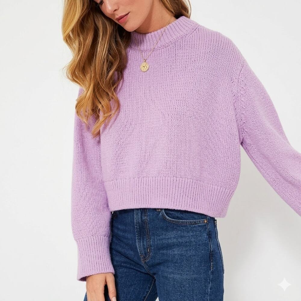 TUCKERNUCK Purple Lilac Aiden Cropped Relaxed Fit Sweater Size XL NWT